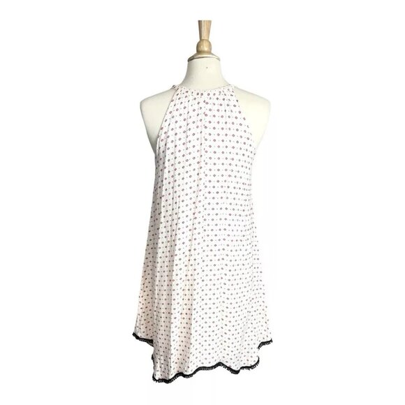 Knox Rose Trapeze Dress S Tassel Tie Pom Boho Red Black Lined Sleeveless Halter - Picture 2 of 7